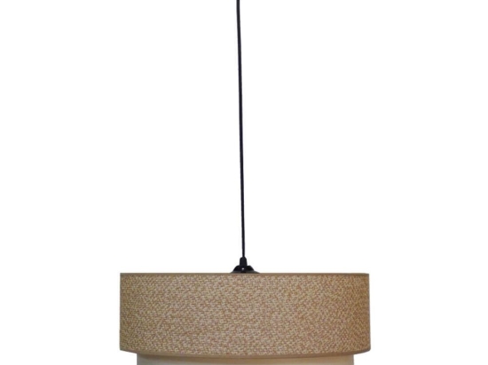 Φωτιστικό Οροφής 14-0279 1/Ε27 Φ40/35x95cm Αμπαζούρ Brown-Cream Heronia Μέταλλο,Ύφασμα