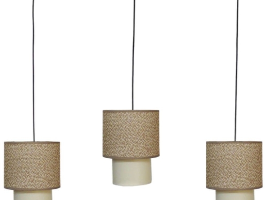 Φωτιστικό Οροφής - Ράγα 14-0277 3/Ε27 100x100cm Αμπαζούρ Φ16,5/10cm Brown-Cream Heronia Μέταλλο,Ύφασμα