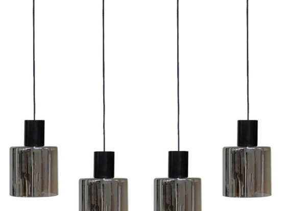 Φωτιστικό Οροφής - Ράγα Mirror-C 02-0423 4/Ε27 Φ15x100x100cm Fume-Black Heronia Μέταλλο,Γυαλί