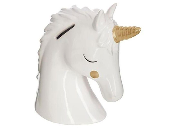 Κουμπαράς Μονόκερος 07.158493 17Χ16cm White-Gold Κεραμικό