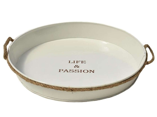 Δίσκος Μεταλλικός Life & Passion 00.03.3934 Φ34Χ5cm Ecru Μέταλλο