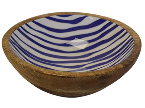 Σαλατιέρα Mango Enamel 00.07.7446 Φ20Χ6,5cm Blue Small Ξύλο,Πορσελάνη