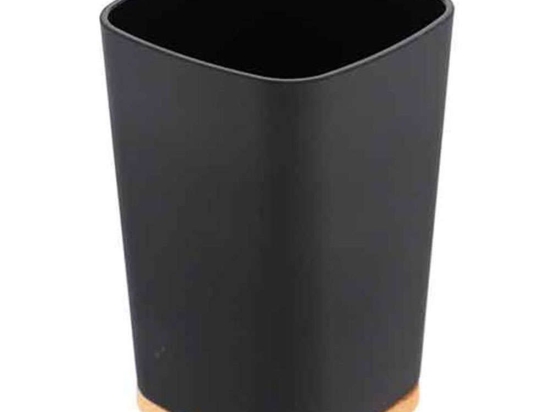 Ποτήρι Μπάνιου Rubber Με Bamboo Βάση 06.61110103 Black-Natural Πλαστικό