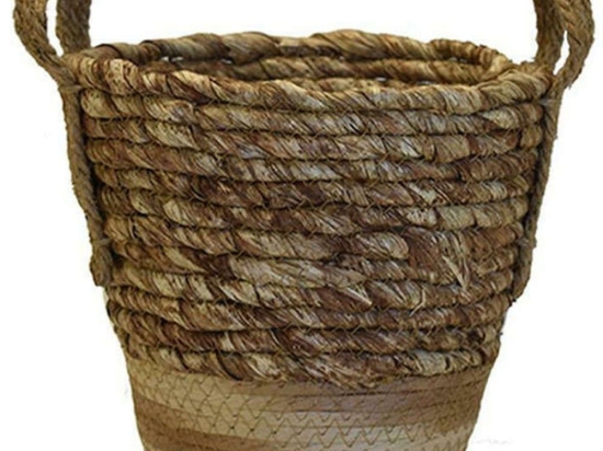 Καλάθι Ριγέ 00.06.67387 22x21cm Brown Ψάθα