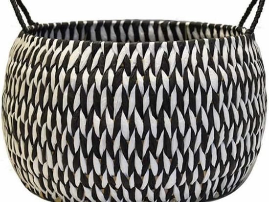 Καλάθι Rush Paper 00.06.67359 35x24cm Black-White Ψάθα