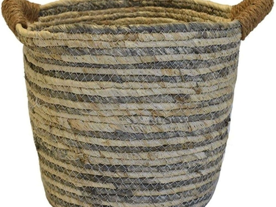 Καλάθι 00.06.67364 30x27cm Ivory-Grey Ψάθα
