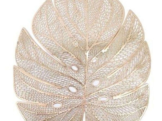 Σουπλά Leaf 014.KG1096 37x46cm Gold Πλαστικό