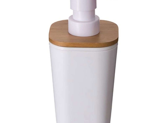 Δοχείο Κρεμοσάπουνου Bamboo 07.140749 White-Natural Πλαστικό,Bamboo