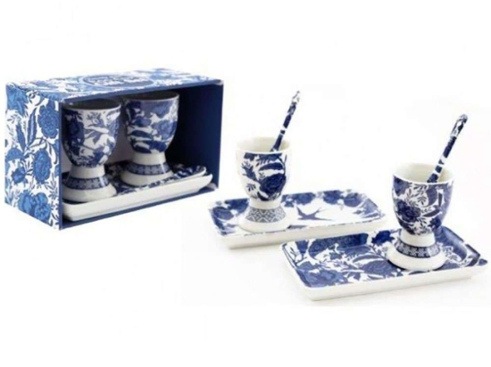 Αυγοθήκη Blue Leaves (Σετ 6Τμχ) 014.TJW038 White-Blue Πορσελάνη