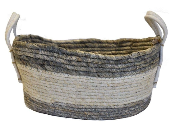 Καλάθι 00.06.67380 38x28x17cm White-Grey Ψάθα