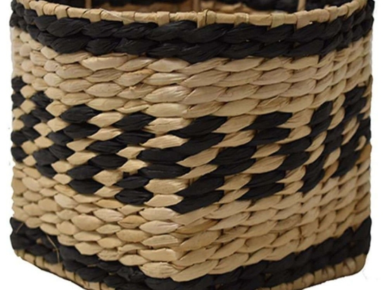 Καλάθι Rush 00.06.67434 Φ15x14cm Natural-Black Ψάθα