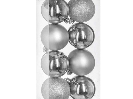 Χριστουγεννιάτικη Μπάλα (Σετ 8Τμχ) 07.129170AR Φ7cm Silver