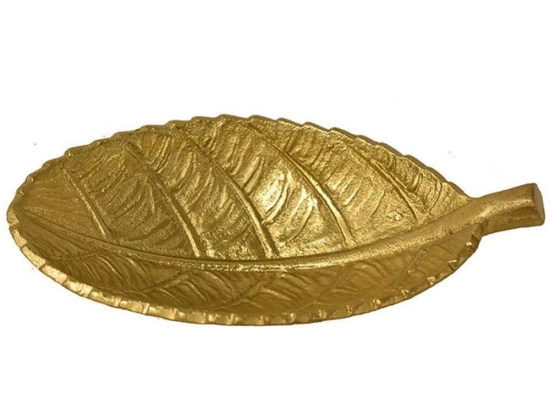 Διακοσμητική Πιατέλα Φύλλο 00.07.74003 20x11,5cm Gold Αλουμίνιο