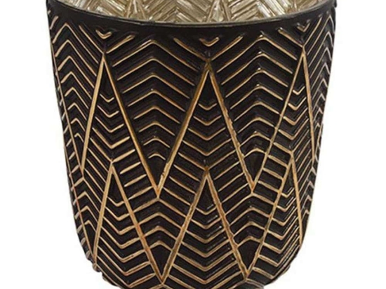 Κηροπήγιο Chalice 013.789367 13x16cm Black-Gold Γυαλί
