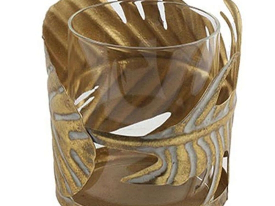 Κηροπήγιο Φύλλο 013.785206 12x11cm Gold Μέταλλο