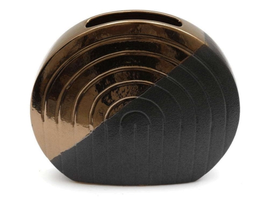 Βάζο Κεραμικό Arch 014.AB0152 25x23cm Black-Gold Κεραμικό