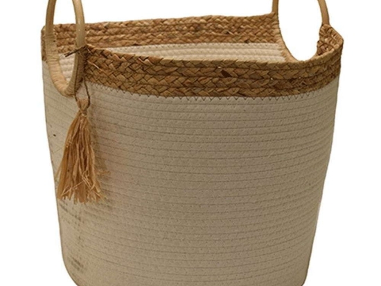 Καλάθι Τσάντα 00.06.67602 40,5x35cm Natural-Brown Βαμβάκι,Ύφασμα