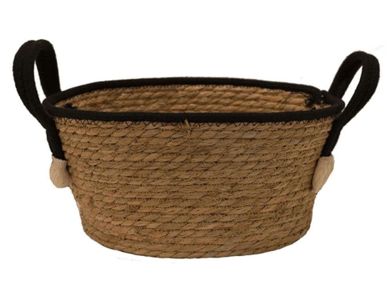 Καλάθι Ψάθινο 00.06.61137 Φ35x18cm Natural-Black Ψάθα