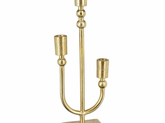 Κηροπήγιο Μεταλλικό 3 Θέσεων 02.1124934 40cm Gold Μέταλλο