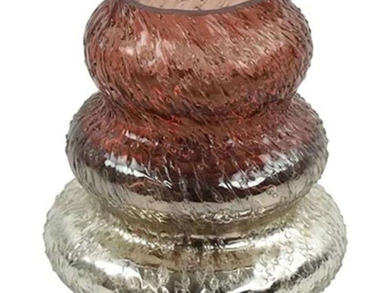 Κηροπήγιο Σπιράλ 013.801369 9x10cm Red-Silver Γυαλί