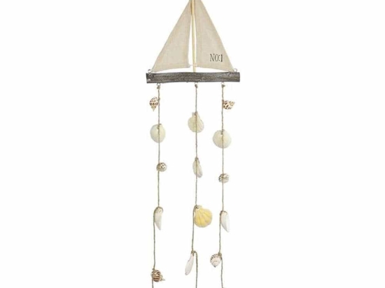 Διακοσμητικό Κρεμαστό Με Κοχύλια 013.786731 55cm Natural-Multi Ξύλο,Σχοινί