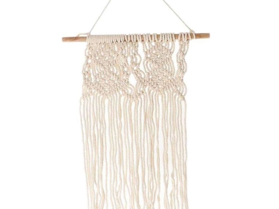 Διακοσμητικό Τοίχου Μακραμέ 012.862380013 25x60cm Ecru Ξύλο,Σχοινί