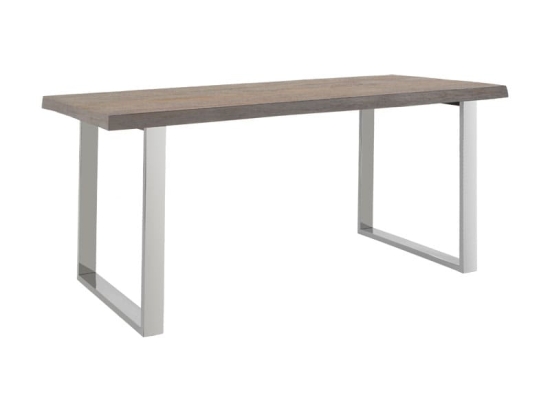 Τραπέζι Falan pakoworld μασίφ ξύλο 5εκ γκρι antique-πόδι inox 180x90x77.5εκ