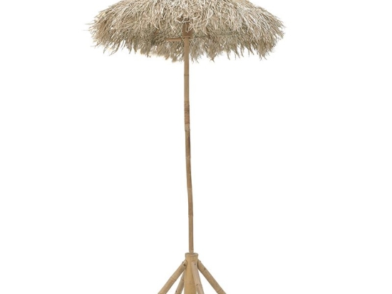 Ομπρέλα κήπου pakoworld φυσικό bamboo Φ1.5x2.6 m μπεζ