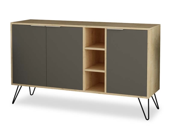 Μπουφές Clara pakoworld χρώμα light oak-ανθρακί 142x35.5x83εκ