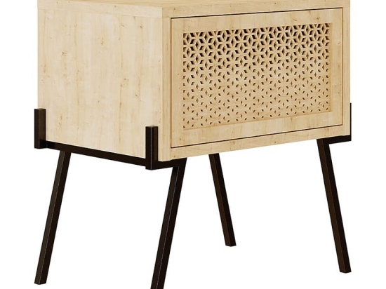 Κομοδίνο Hamer pakoworld μαύρο-φυσικό 48x34x51εκ
