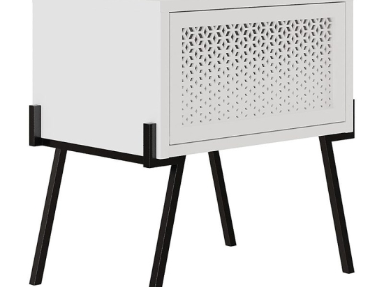 Κομοδίνο Hamer pakoworld μαύρο-λευκό 48x34x51εκ