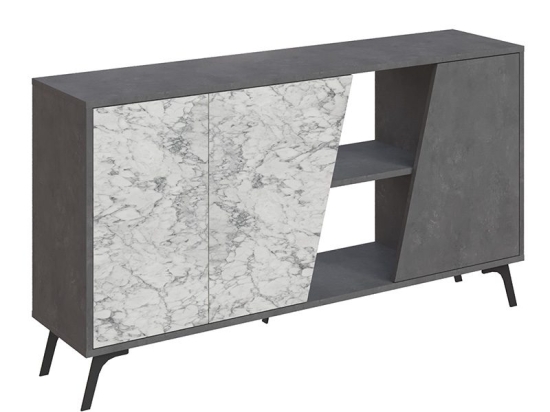 Μπουφές Hana pakoworld γκρι antique-λευκό μαρμάρου 150x35.5x82εκ