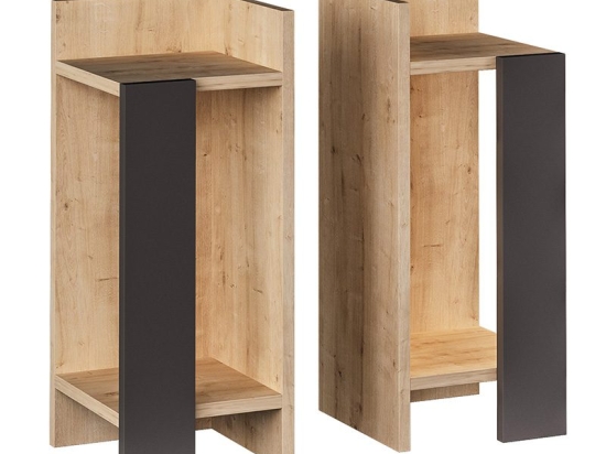 Κομοδίνο Immerse pakoworld σετ 2 τμχ. oak-ανθρακί 27x25x60εκ