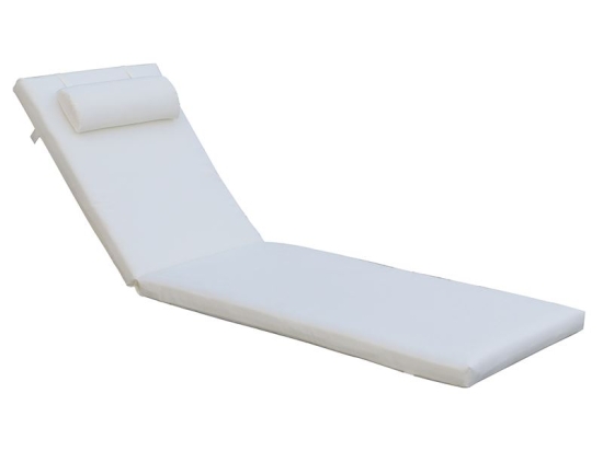 SUNLOUNGER ΜΑΞΙΛΑΡΙ ΞΑΠΛΩΣΤΡΑΣ ΜΕ ΠΡΟΣΚΕΦΑΛΟ,  ΥΦΑΣΜΑ ΕΚΡΟΥ, FOAM+POLYESTER ΦΕΡΜΟΥΑΡ-VELCRO