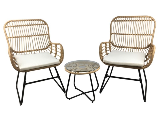 SALSA YARD SET: ΤΡΑΠΕΖΙ + 2 ΠΟΛΥΘΡΟΝΕΣ, ΜΕΤΑΛΛΟ ΜΑΥΡΟ, WICKER ΦΥΣΙΚΟ, ΜΑΞΙΛΑΡΙΑ ΕΚΡΟΥ