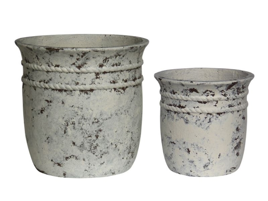 FLOWER POT-15 SET 2 ΤΕΜΑΧΙΩΝ, CEMENT ΑΠΟΧΡΩΣΗ ANTIQUE WHITE