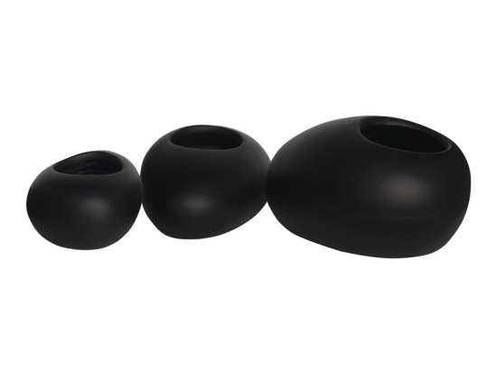 FLOWER POT-ROCK SET 3 ΤΕΜΑΧΙΩΝ, CEMENT ΑΠΟΧΡΩΣΗ BLACK