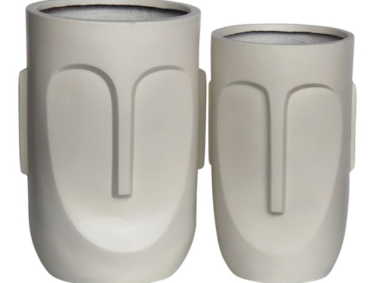 FLOWER POT-TOTEM SET 2 ΤΕΜΑΧΙΩΝ, CEMENT ΑΠΟΧΡΩΣΗ SAND BROWN