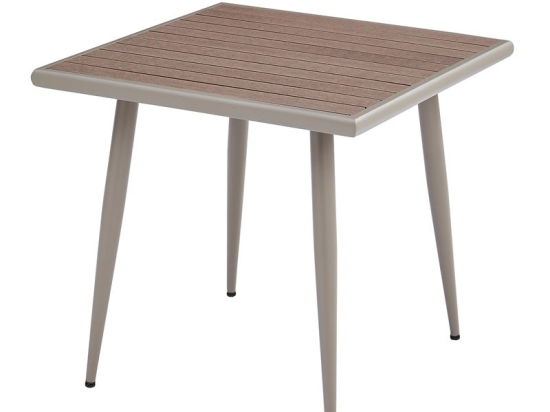 SERRANO ΤΡΑΠΕΖΙ ΚΗΠΟΥ-ΒΕΡΑΝΤΑΣ ΜΕΤΑΛΛΟ ΒΑΦΗ SAND BEIGE, POLYWOOD ΚΑΡΥΔΙ