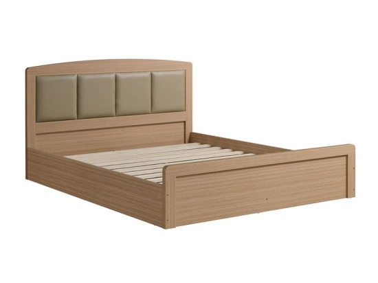 CALIBER ΚΡΕΒΑΤΙ ΔΙΠΛΟ ΓΙΑ ΣΤΡΩΜΑ 150X200CM, ΑΠΟΧΡΩΣΗ SONOMA OAK, ΚΕΦΑΛΑΡΙ PU ΜΠΕΖ