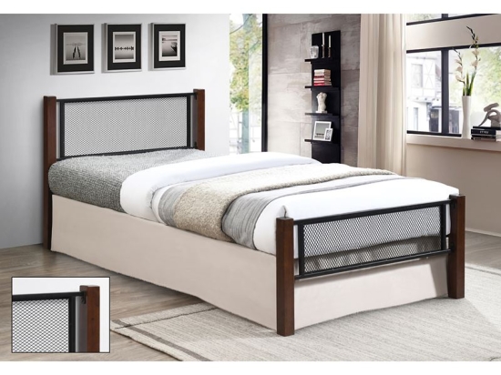 ΝΕΤ ΚΡΕΒΑΤΙ ΜΟΝΟ ΓΙΑ ΣΤΡΩΜΑ 90X190CM, ΜΕΤΑΛΛΟ ΒΑΦΗ ΜΑΥΡΟ, ΞΥΛΟ ΚΑΡΥΔΙ