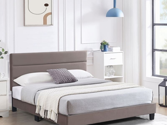 PRIMO ΚΡΕΒΑΤΙ ΔΙΠΛΟ ΓΙΑ ΣΤΡΩΜΑ 150X200CM, ΥΦΑΣΜΑ CAPPUCCINO, ΜΕ ΚΕΦΑΛΑΡΙ ΠΟΛΛΑΠΛΩΝ ΘΕΣΕΩΝ