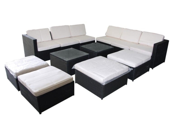 Bonsai Home Σετ Σαλόνι Κήπου Rattan 12 Τεμαχίων Μαύρο/Εκρού