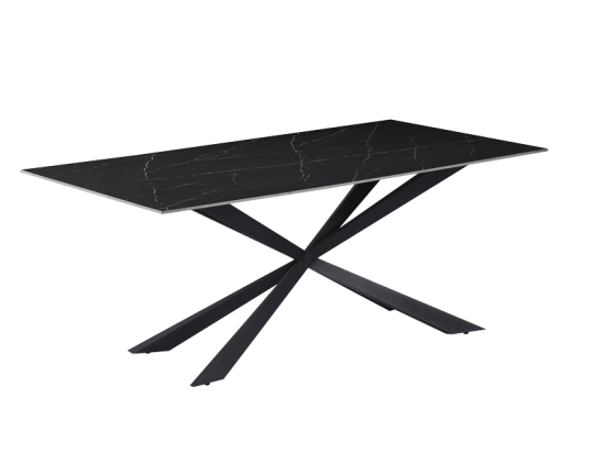 ΤΡΑΠΕΖΙ COZLINE INART ΜΑΥΡΟ ΜΑΡΜΑΡΟΥ SINTERED STONE-ΠΟΔΙ ΜΑΥΡΟ ΜΕΤΑΛΛΟ 180X90X76ΕΚ