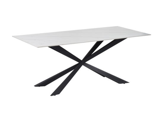 ΤΡΑΠΕΖΙ COZLINE INART ΛΕΥΚΟ ΜΑΡΜΑΡΟΥ SINTERED STONE-ΠΟΔΙ ΜΑΥΡΟ ΜΕΤΑΛΛΟ 180X90X76ΕΚ
