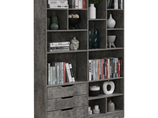 ΒΙΒΛΙΟΘΗΚΗ LUCINDA PAKOWORLD ΓΚΡΙ OAK 120X29.8X180.5ΕΚ