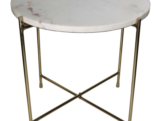 ΤΡΑΠΕΖΑΚΙ ARTELIBRE ΛΕΥΚΟ ΜΑΡΜΑΡΟ/ΜΕΤΑΛΛΟ 40X40X40CM