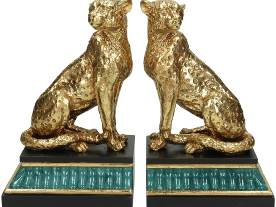 ΒΙΒΛΙΟΣΤΑΤΗΣ ARTELIBRE ΛΕΟΠΑΡΔΑΛΗ ΧΡΥΣΟ POLYRESIN 24X10.5X20CM ΣΕΤ 2ΤΜΧ