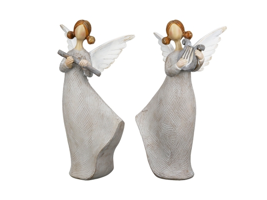 ΦΙΓΟΥΡΑ ΑΓΓΕΛΟΙ 'NANCY' ΠΟΛΥ ΓΚΡΙ 6X10X17CM 2ΤΜΧ