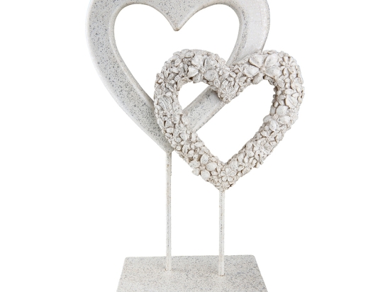 ΑΝΑΓΛΥΦΟ ΣΤΑΝΤ ΚΑΡΔΙΑ 'FLOWER HEART' ΛΟΥΛΟΥΔΕΝΙΟ ΣΧΕΔΙΟ ΠΟΛΥΡΕΖΙΝΗ ΑΣΗΜΙ/ΛΕΥΚΟ 6.5X14.5X24CM